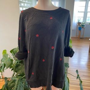 PINK | Rose Embroidered Crew